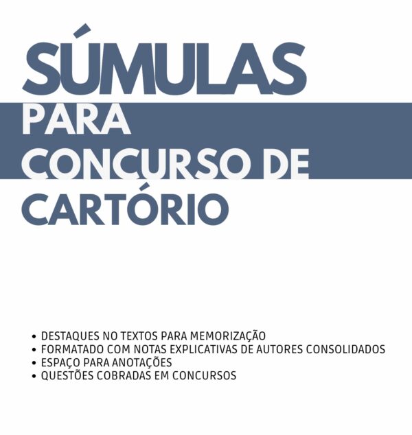 SÚMULAS PARA CONCURSO DE CARTÓRIO